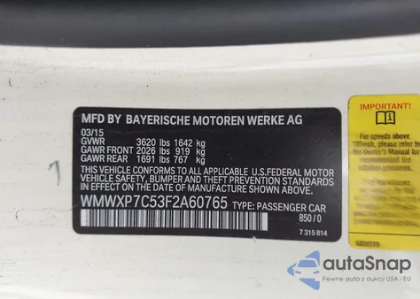 2015 Mini Hardtop Cooper S z USA, uszkodzony, nr VIN WMWXP7C53F2A60765